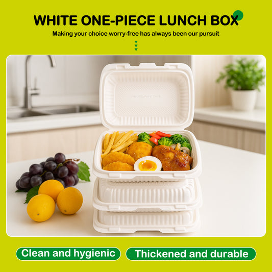 150 Pack Clamshell Take Out Food Containers, 9"x6"Disposable To Go Containers Microwave and Freezer Safe - Reusable & Disposable Heavy Duty Clamshell Takeout |To Go 1 Compartment Lunch Box