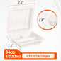 7.5" x 7.5" 3-Compartment Clamshell Containers — 150 Pack