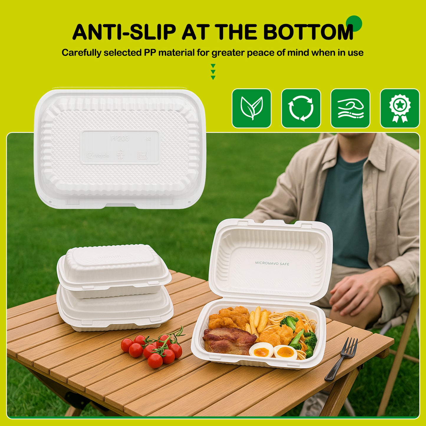 150 Pack Clamshell Take Out Food Containers, 9"x6"Disposable To Go Containers Microwave and Freezer Safe - Reusable & Disposable Heavy Duty Clamshell Takeout |To Go 1 Compartment Lunch Box